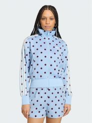 Adidas Bluza Satin Polka Dots Tt Track Top KV1167 Niebieski jasny Regular Fit. Niebieskie bluzy damskie Adidas, s, bez wzorów, z syntetyku, bez kaptura. Za 296.99 zł.