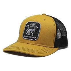 Czapka trucker z 6 panelami / Jeden rozmiar (Musztardowy/Czarny). Żółte czapki damskie SURF MONKEY, z aplikacjami, z bawełny. Za 159.95 zł.