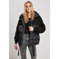 Kurtka damska Urban Classics sherpa mix puffer. Czarne kurtki damskie Urban Classics, bez wzorów, z puchu, bez kaptura. W wyprzedaży za 280.50 zł.