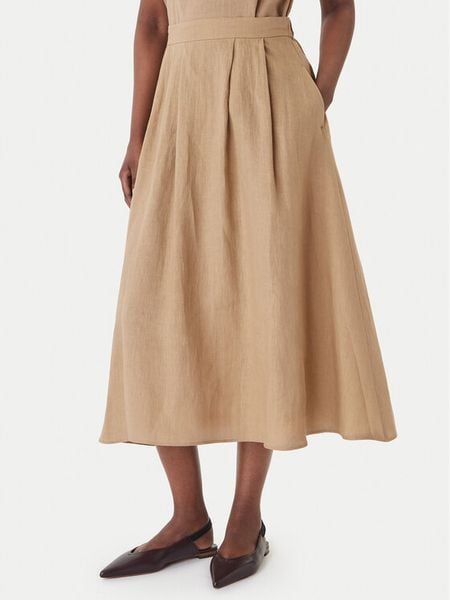 Marella Spódnica trapezowa Emme by Marella Biada 2615101082 Beżowy Regular Fit. Brązowe spódnice damskie Marella, bez wzorów, ze lnu. Za 426.99 zł.