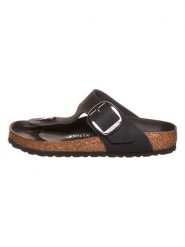 Birkenstock Skórzane japonki "Gizeh Big Buckle" w kolorze czarnym rozmiar: 39. Czarne klapki damskie Birkenstock, bez wzorów, z otwartym noskiem, bez obcasa, bez zapięcia. Za 505.13 zł.