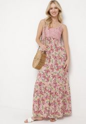Różowa Wiskozowa Sukienka Maxi na Ramiączkach Rozkloszowana Nolwessa. Czerwone sukienki damskie Born2be, bez wzorów, z wiskozy, eleganckie, bez ramiączek. Za 99.99 zł.