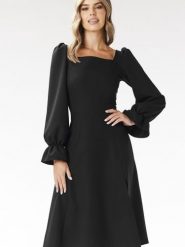 Sukienka Model A695 Black - awama. Czarne sukienki damskie Awama, bez wzorów, z elastanu, biznesowe, bez ramiączek. Za 287.45 zł.
