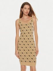 Guess Sukienka dzianinowa Sarah W4BK98 Z3JD2 Beżowy Slim Fit. Brązowe sukienki damskie Guess, z aplikacjami, z dzianiny, bez ramiączek. Za 259.99 zł.
