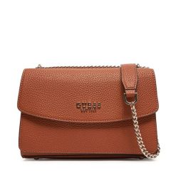 Torebka Guess. Brązowe listonoszki damskie Guess, z aplikacjami, bez dodatków. Za 409.99 zł.