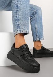 Czarne Klasyczne Sneakersy Vices na Grubej Podeszwie Torira. Czarne obuwie sportowe damskie Born2be, z jeansu, bez zapięcia. Za 74.99 zł.