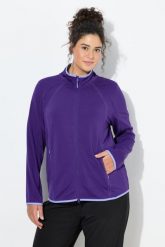 Damskie Funkcyjna bluza rozpinana stójka długi rękaw z recyklingu. Fioletowe bluzy damskie Ulla Popken, plus size, bez wzorów, z dresówki, bez kaptura. Za 279.99 zł.