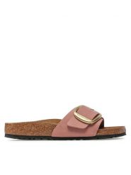 Birkenstock Klapki Madrid Big Buckle 1024039 Różowy. Czerwone klapki damskie Birkenstock, bez wzorów, z nubiku, bez obcasa, bez zapięcia. Za 539.99 zł.