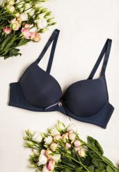 Granatowy Biustonosz Full Cup z Koronką i Regulowanymi Ramiączkami Gicca. Niebieskie biustonosze Born2be, bez wzorów, z koronki. Za 29.99 zł.