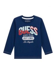 Guess Bluzka N5BI06 I3Z14 Granatowy Regular Fit. Niebieskie t-shirty i koszulki chłopięce Guess, z aplikacjami, z bawełny, bez kołnierzyka, bez ramiączek. Za 99.99 zł.