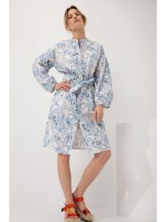 Josephine & Co Sukienka "Geike" w kolorze niebiesko-białym rozmiar: 40. Białe sukienki damskie Josephine & Co, bez wzorów, z bawełny, bez ramiączek. Za 359.13 zł.