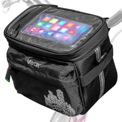 Sakwa rowerowa na kierownicę VAYOX VA0167 z etui na telefon 4,6l. Czarne torebki klasyczne damskie VAYOX, bez dodatków. Za 84.90 zł.