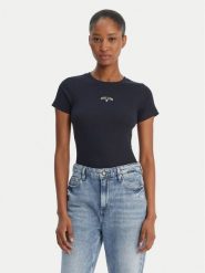 Guess Jeans T-Shirt W6GPZ3 KA0H1 Granatowy Slim Fit. Niebieskie t-shirty damskie Guess Jeans, m, z aplikacjami, z bawełny, bez kołnierzyka. Za 159.99 zł.