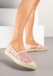 Różowe Siateczkowe Espadryle na Podeszwie z Plecionki Setariva. Czerwone espadryle damskie Renee, z aplikacjami, z materiału, bez obcasa, na płaskiej podeszwie. Za 69.99 zł.
