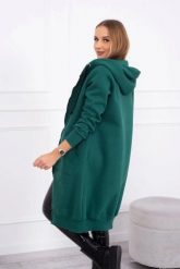 Bluza ocieplana długa z kapturem ciemno zielona. Zielone bluzy damskie KESI, l, bez wzorów, z bawełny, z kapturem. Za 313.67 zł.