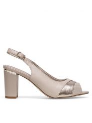 Lasocki Sandały WYL3267-6Z Beżowy. Brązowe sandały damskie Lasocki, bez wzorów, ze skóry, bez obcasa, na słupku, bez zapięcia. Za 199.99 zł.