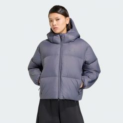 Kurtka puchowa Z.N.E. Puffer. Szare kurtki damskie Adidas, s, bez wzorów, z materiału, bez kaptura. Za 1,129.00 zł.