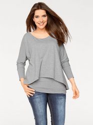 Heine Koszulka w kolorze szarym rozmiar: 36. Szare bluzki damskie Heine, bez wzorów, bez kołnierzyka, bez ramiączek. Za 126.99 zł.