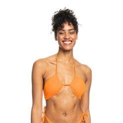 Góra od stroju kąpielowego ROXY Color Jam. Brązowe bikini Roxy, bez wzorów. Za 69.99 zł.