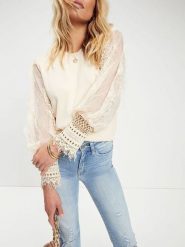 LA Angels Bluzka w kolorze kremowym rozmiar: L. Brązowe bluzki damskie LA Angels, l, bez wzorów, z koronki, bez kołnierzyka, bez ramiączek. Za 174.02 zł.