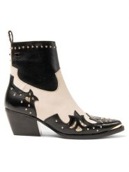 Lazamani Skórzane botki w kolorze kremowo-czarnym rozmiar: 41. Brązowe botki damskie Lazamani, eleganckie, bez obcasa, bez zapięcia. Za 382.99 zł.