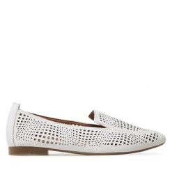 Półbuty Lasocki. Białe półbuty damskie Lasocki, bez wzorów, bez obcasa, na płaskiej podeszwie, bez zapięcia. Za 118.99 zł.