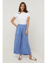 Lin Passion Lniane spodnie w kolorze niebieskim rozmiar: 38/40. Niebieskie spodnie materiałowe damskie Lin Passion, bez wzorów, ze lnu. Za 121.99 zł.