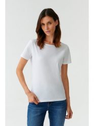 TATUUM Koszulka "Mikaja" w kolorze białym rozmiar: S. Białe koszulki damskie TATUUM, s, bez wzorów, bez kołnierzyka, bez ramiączek. Za 65.95 zł.
