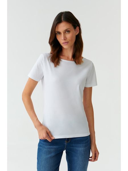 TATUUM Koszulka "Mikaja" w kolorze białym rozmiar: S. Białe koszulki damskie TATUUM, s, bez wzorów, bez kołnierzyka, bez ramiączek. Za 65.95 zł.