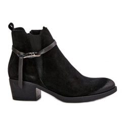 Zazoo 60478 Zamszowe Botki Na Obcasie Ocieplane Zapinane Na Zamek Czarne. Czarne botki damskie z zamszu, eleganckie, bez obcasa, na obcasie, bez zapięcia. Za 476.28 zł.