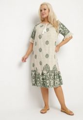 Zielona Wiskozowa Sukienka w Stylu Boho z Frędzlami i Falbankami Korilia. Zielone sukienki damskie Born2be, bez wzorów, z wiskozy, boho, bez ramiączek. Za 119.99 zł.