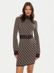 Guess Sukienka dzianinowa Lise W4BK43 Z37K0 Brązowy Regular Fit. Brązowe sukienki damskie Guess, z aplikacjami, z dzianiny, bez ramiączek. Za 319.99 zł.