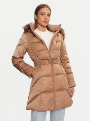 Guess Płaszcz zimowy New Olga W4BL40 WEX52 Beżowy Regular Fit. Brązowe kurtki damskie Guess, na zimę, xl, z aplikacjami, z syntetyku, bez kaptura. Za 939.99 zł.