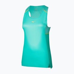 Koszulka do biegania damska Mizuno Aero Tank. Niebieskie koszulki damskie Mizuno, bez wzorów, bez kołnierzyka, bez ramiączek. Za 239.99 zł.