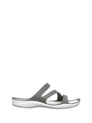 Crocs Klapki "Swiftwater" w kolorze biało-szarym rozmiar: 34/35. Białe klapki damskie Crocs, bez wzorów, z otwartym noskiem, bez obcasa, bez zapięcia. Za 74.63 zł.