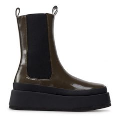 Botki DeeZee. Zielone botki damskie DeeZee, bez obcasa, na płaskiej podeszwie, bez zapięcia. Za 219.99 zł.