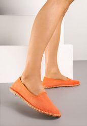 Pomarańczowe Espadryle Balerinki z Ozdobnymi Przeszyciami Firavione. Brązowe espadryle damskie Born2be, bez wzorów, bez obcasa. Za 44.99 zł.