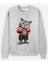 WOOOP Bluza "Boxing Cat" w kolorze szarym rozmiar: M. Szare bluzy damskie Wooop, m, bez wzorów, z bawełny, bez kaptura. Za 81.95 zł.