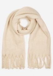 Jasnobeżowy Szalik z Ozdobnymi Frędzlami Esariana. Brązowe szaliki damskie Born2be, bez wzorów. Za 39.99 zł.