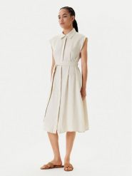United Colors Of Benetton Sukienka letnia 4AGHDV0B1 Beżowy Regular Fit. Brązowe sukienki damskie United Colors Of Benetton, bez wzorów, ze lnu, bez ramiączek. Za 399.99 zł.