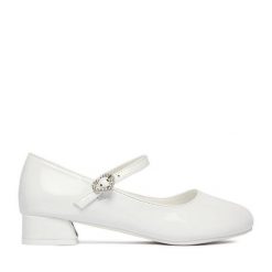 Baleriny JENNY. Białe baleriny dziewczęce Jenny, bez wzorów, bez obcasa, bez zapięcia. Za 99.99 zł.