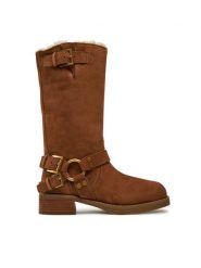 MICHAEL Michael Kors Oficerki Crosby 40F4CBFB6S Brązowy. Brązowe kozaki damskie MICHAEL Michael Kors, ze skóry, bez obcasa, na płaskiej podeszwie, bez zapięcia. Za 1,779.00 zł.