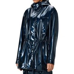 Kurtka RAINS BOLD LONG JACKET W3 Niebieski. Niebieskie kurtki damskie Rains, bez wzorów, z syntetyku, bez kaptura. Za 654.62 zł.