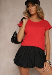 Czerwony Bawełniany T-shirt z Kieszonką Zireanda. Czerwone t-shirty damskie Renee, l, bez wzorów, z bawełny, bez kołnierzyka. Za 24.99 zł.
