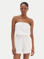 Seafolly Kombinezon Crinkle 55537-PS Biały Regular Fit. Białe sukienki damskie Seafolly, bez wzorów, z bawełny, bez ramiączek. Za 389.99 zł.