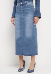 Niebieska Spódnica Jeansowa o Ołówkowym Fasonie Brunavia. Niebieskie spódnice damskie Born2be, na co dzień, s, bez wzorów, z jeansu, eleganckie, midi. Za 99.99 zł.