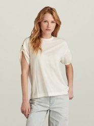 G-Star Koszulka w kolorze kremowym rozmiar: L. Brązowe koszulki damskie G-Star, l, bez wzorów, z bawełny, bez kołnierzyka, bez ramiączek. Za 74.81 zł.