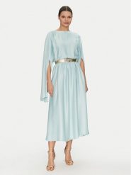Guess Sukienka koktajlowa W5PK1L WHHB0 Błękitny Regular Fit. Niebieskie sukienki damskie Guess, z aplikacjami, z satyny, wizytowe, bez ramiączek. Za 899.99 zł.