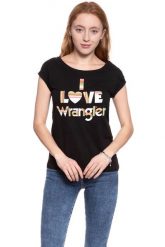 WRANGLER T SHIRT DAMSKI I LOVE TEE BLACK W700LEA01 112130872. Czarne t-shirty damskie Wrangler, xs, bez wzorów, bez kołnierzyka. W wyprzedaży za 39.99 zł.