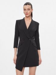 Elisabetta Franchi Sukienka koktajlowa AB-562-41E2-V500 Czarny Regular Fit. Czarne sukienki damskie Elisabetta Franchi, bez wzorów, z syntetyku, wizytowe, bez ramiączek. Za 2,489.00 zł.